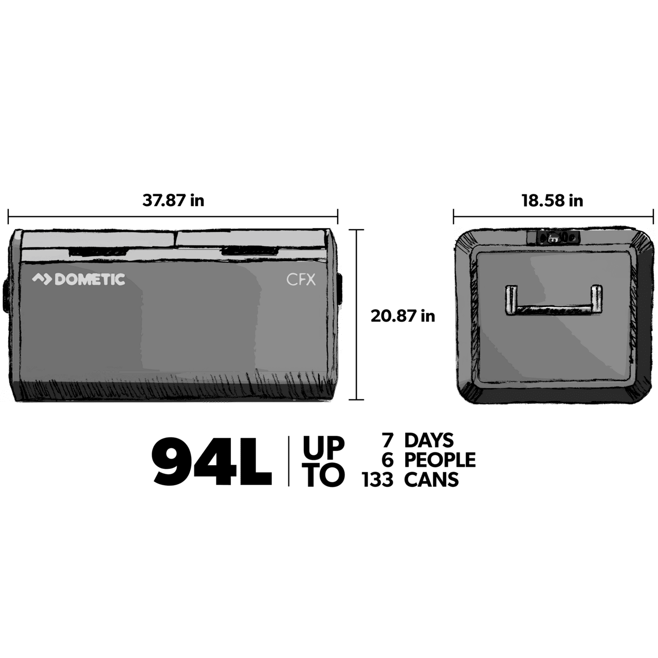 Dometic CFX3 95DZ Dual Zone 94L Cooler - Fridge / Freezer - Poptop World 